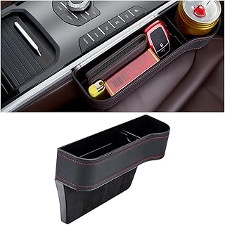 CGEAMDY Car Seat Clip In Leather Organiser, Car Seat Seam Organiser, Car Seat Side Seam Organiser, Leather Storage Compartment Between Seats In The Centre Console, Leather Organiser Car Seats (Right)