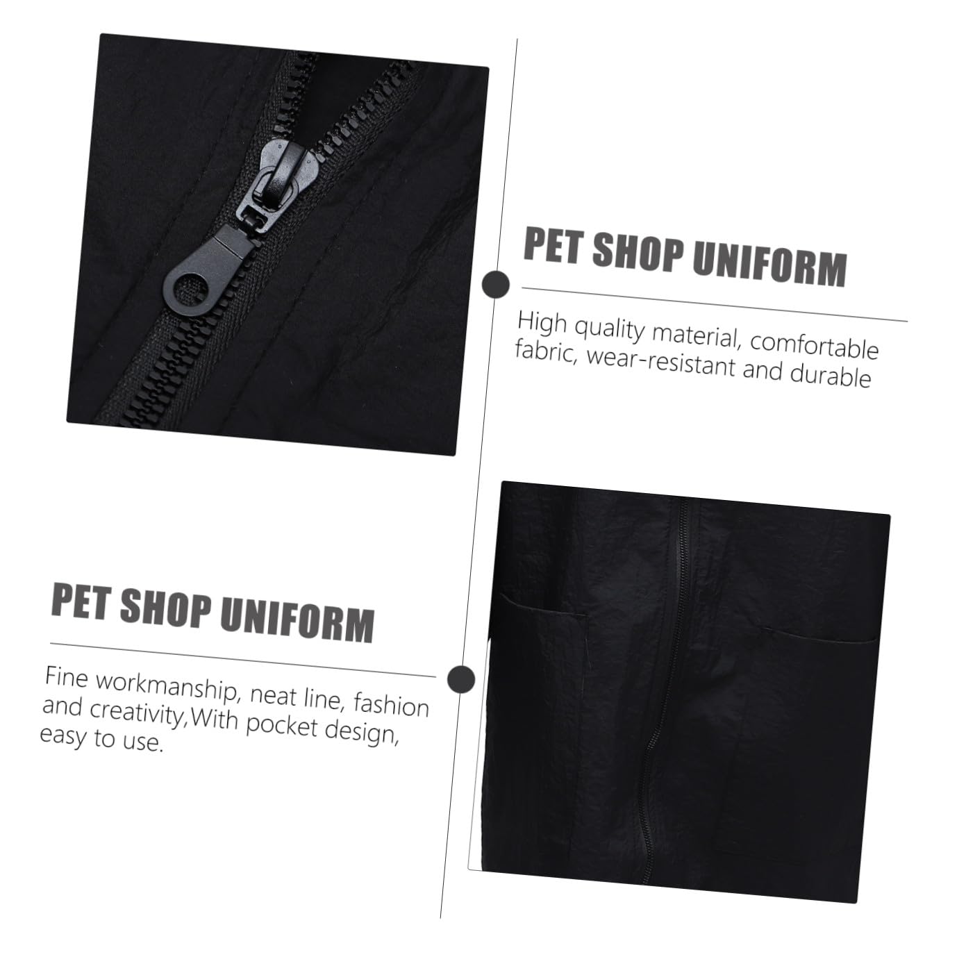 Tablier Imperméable Noir en Nylon pour Cosmétologue Animalier, Combinaison Antistatique Pratique, pour Salon de Toilettage et Animalerie, Taille L