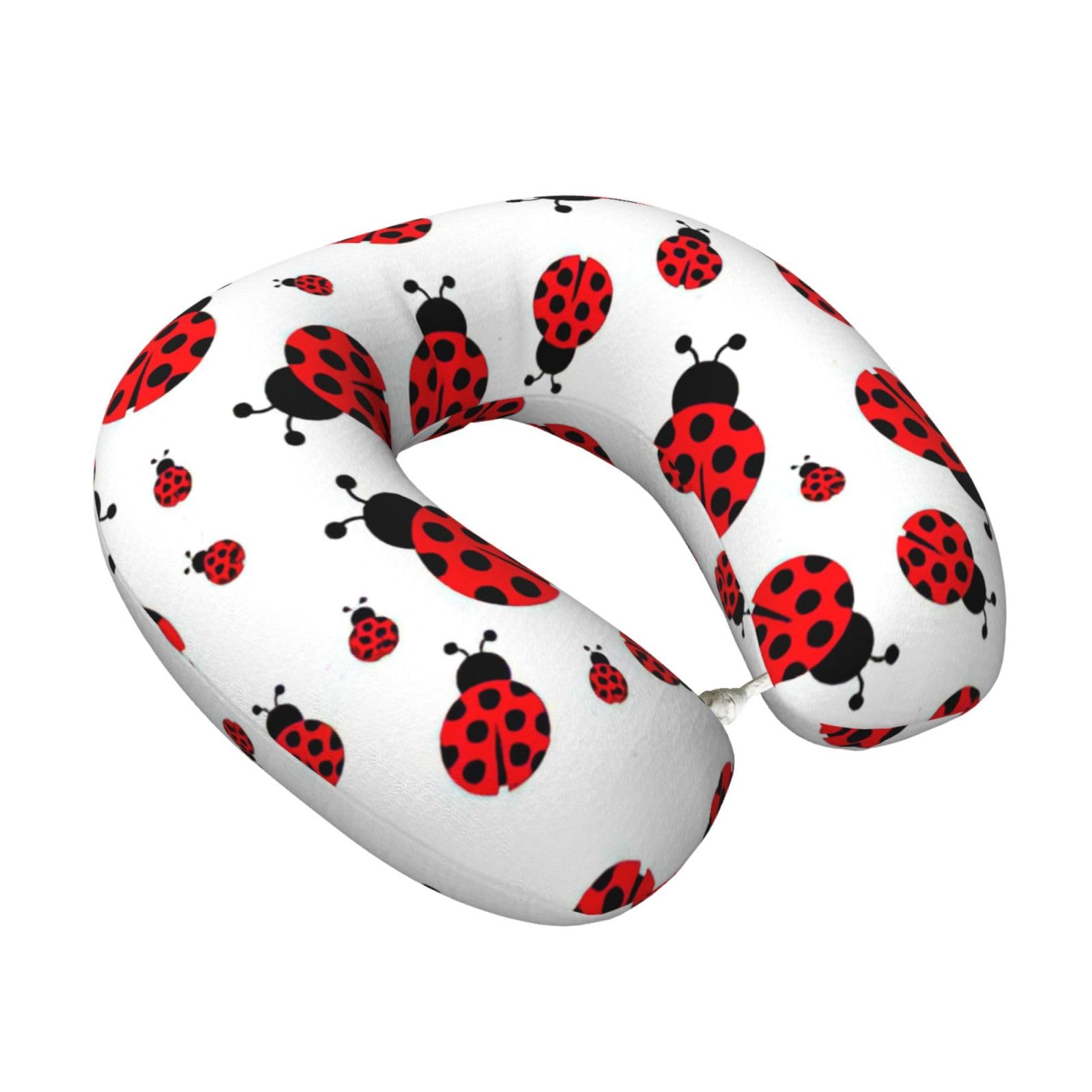 Yyoretp Ladybug Print Travel Pillow Pure Memory Foam Neck Pillows Portable Headrest for Airplane