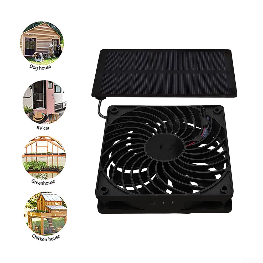 Solarpanel-Ventilator mit polykristallinem Panel, kompakter Luftzirkulator für Gewächshaus, Schuppen, Terrasse oder Camping, effiziente Temperaturkontrolle, geringes Gewicht für Design für enge Räume