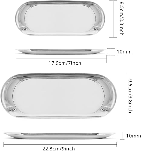 Miniatura 9 de 2 bandejas de metal para servir, bandeja decorativa de arcoíris, bandeja de joyería, plato de té, frutas, organizador de cosméticos, bandeja de