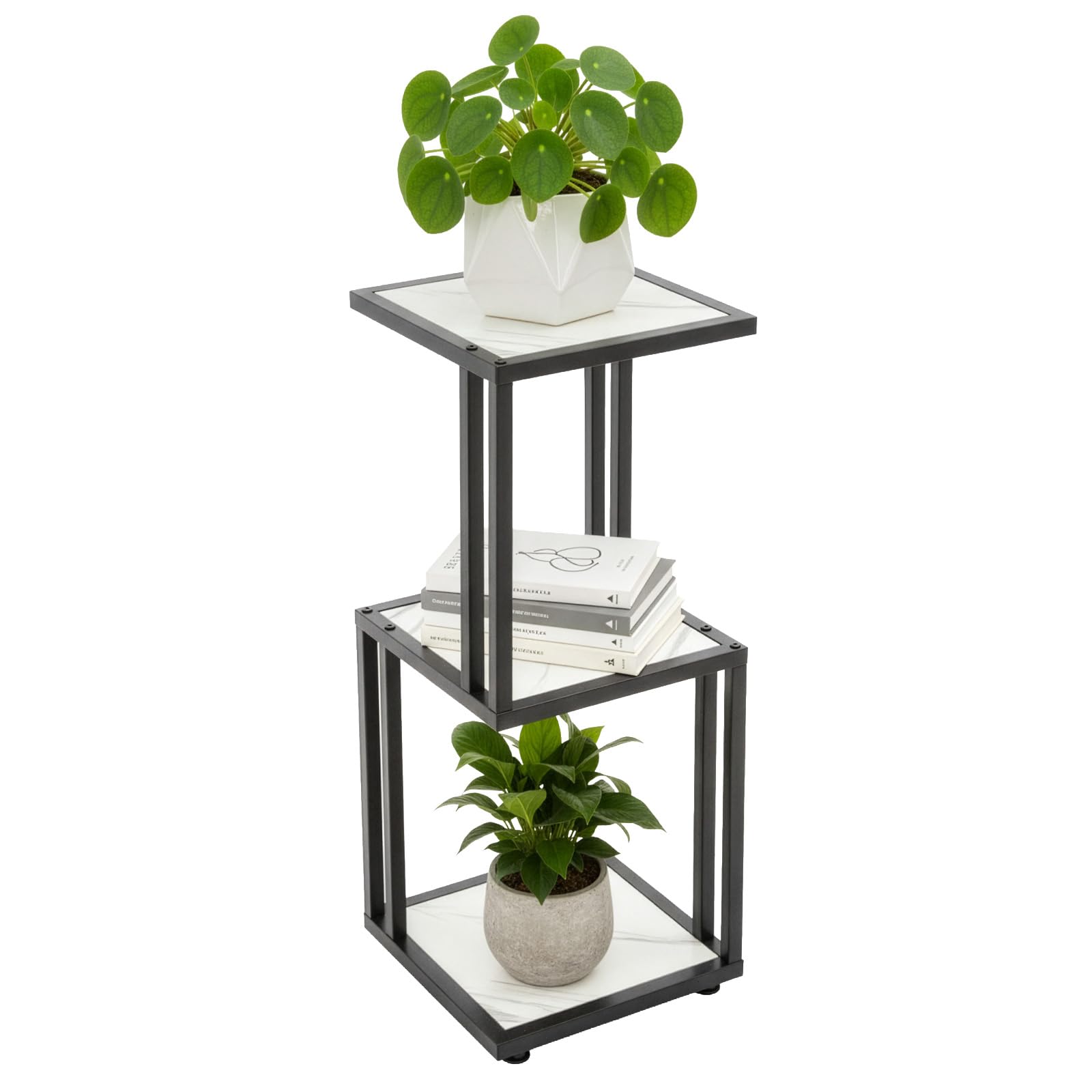 EVERGOODS Plant Stand Indoor Plant Shelf Outdoor Wood Plant Rack for Multiple Plants 3 Tiers Ladder Plant Holder Metal Plant Shelf Wood Flower Stand for Home Living Room Decor Patio Decor