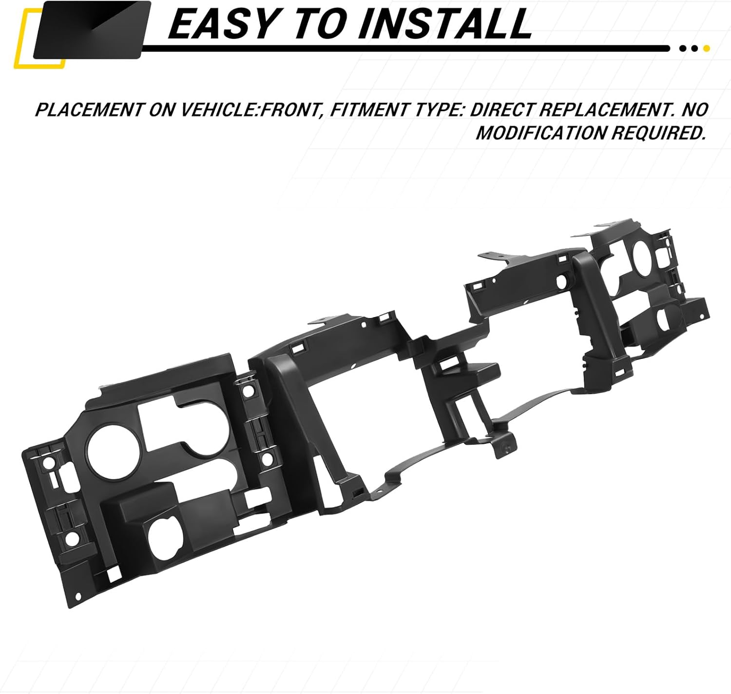 KUAFU Front Header Panel Headlight Compatible with 2002-2009 Chevy Chevrolet Trailblazer EXT GM1221125, 15831182 Headlight Grille Mounting Plastic (PP) Black