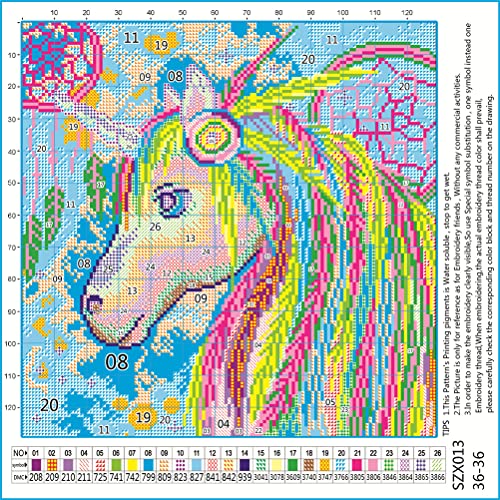 Meecaa Cross Stitch Kits 11 Count Stamped, Colorful Unicorn Animal Embroidery Kit with Accessories Pre Printed (36CMx36CM) (Unicorn) - Image 2