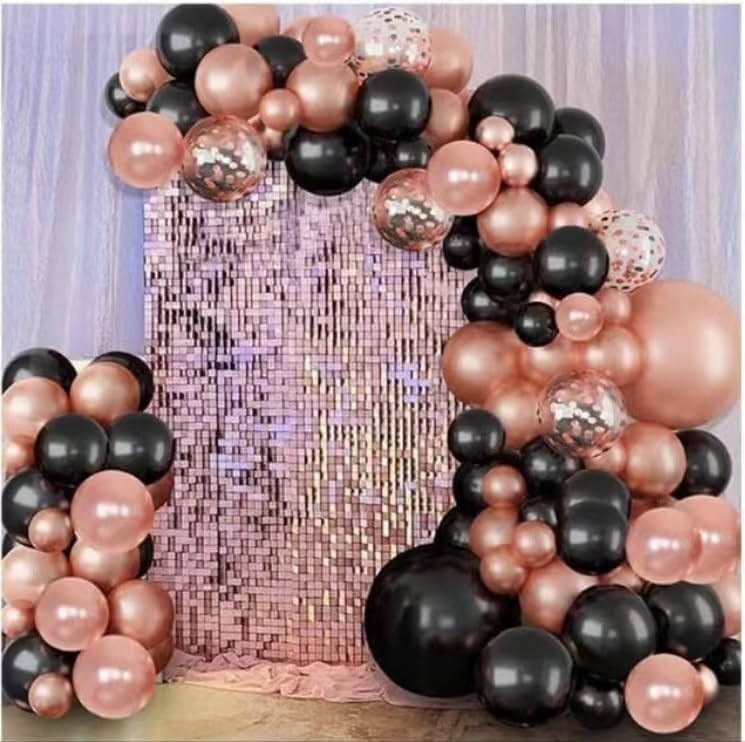 Image of Rose Gold Black Balloons, 70-pack Rose Gold Balloons for Birthday Wedding