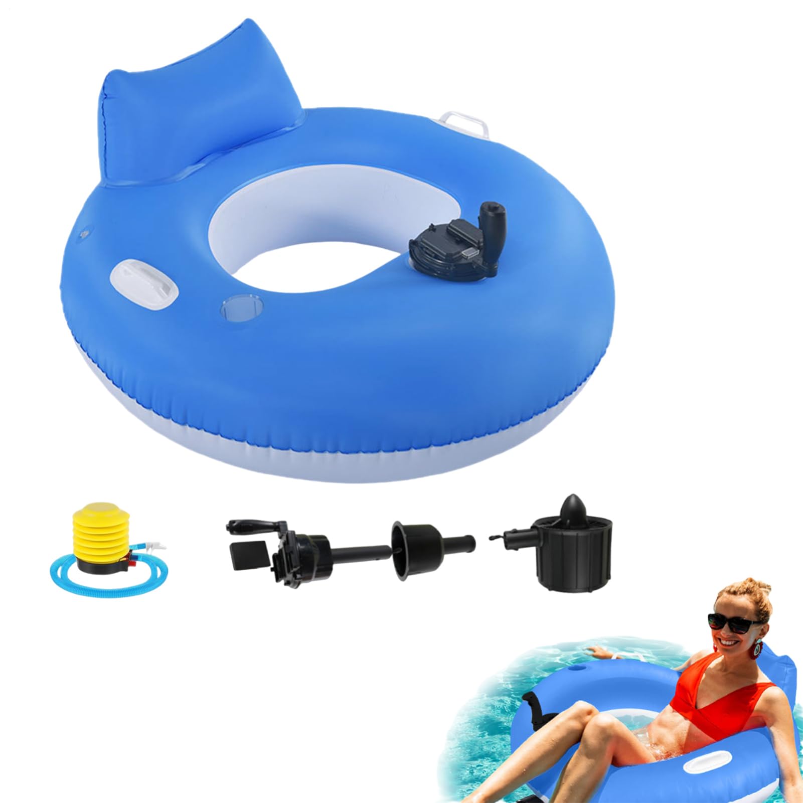 Elektrische, Motorisierte Pool Liegestühle Für Erwachsene, Aufblasbare Wasser Liegestühle, Tragbare, Klappbare Rückenlehnen Für Den Außenbereich, Für Fluss, See Und Strands Im Sommer Für Frauen