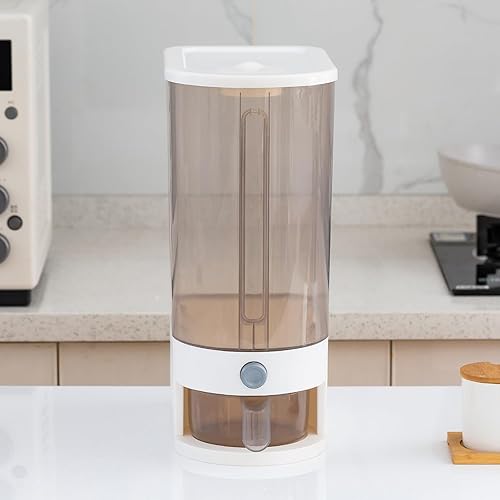 Miniatura 7 de Gagee Dispensador de arroz de 22 libras, contenedor de grano grande con tapa, cilindro de medición a prueba de humedad, cubo dispensador de cereales