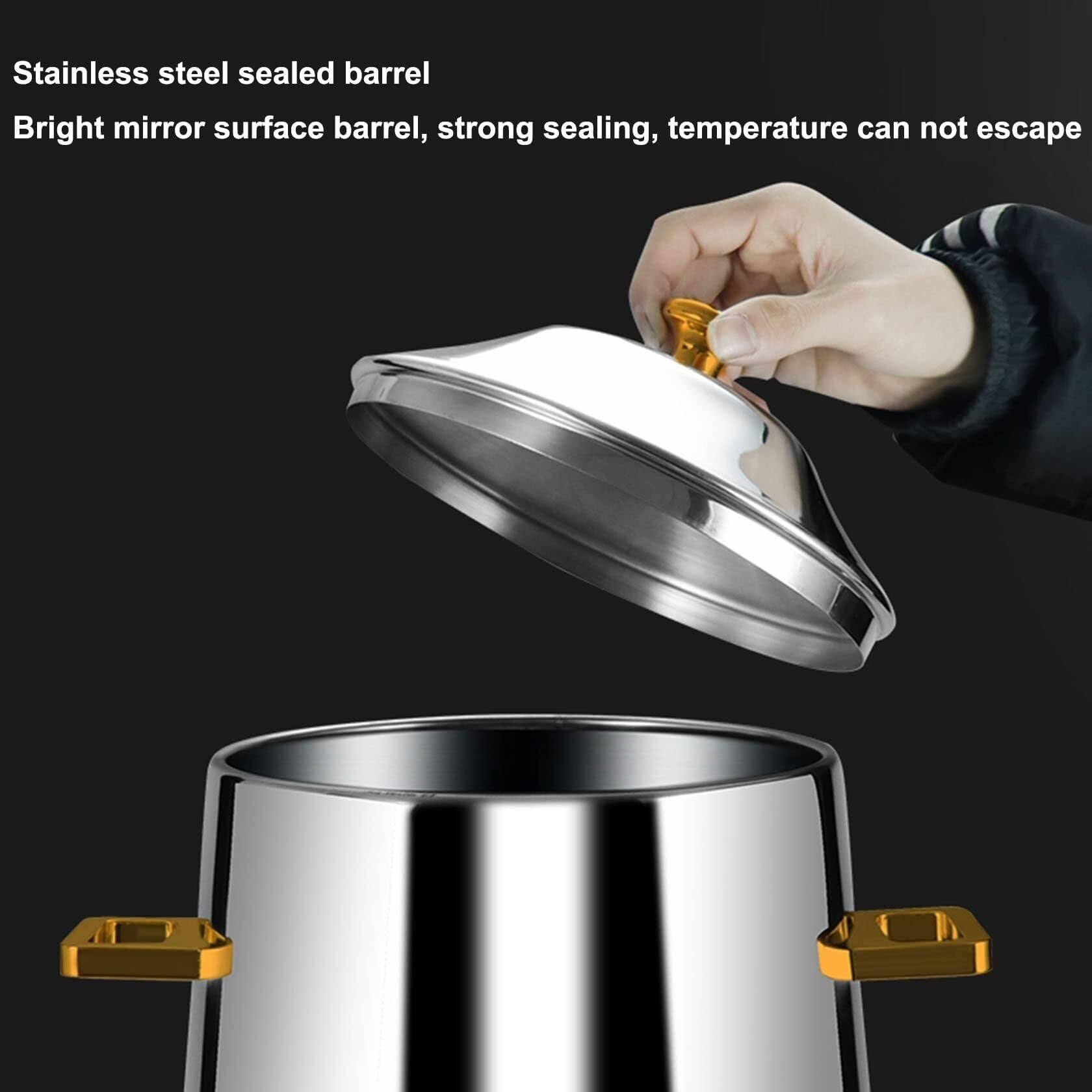 Dispensador de bebidas de acero inoxidable de 13 litros con grifo - comercial for leche de soja, café y bebidas calientes, calentamiento de alcohol(Silver)