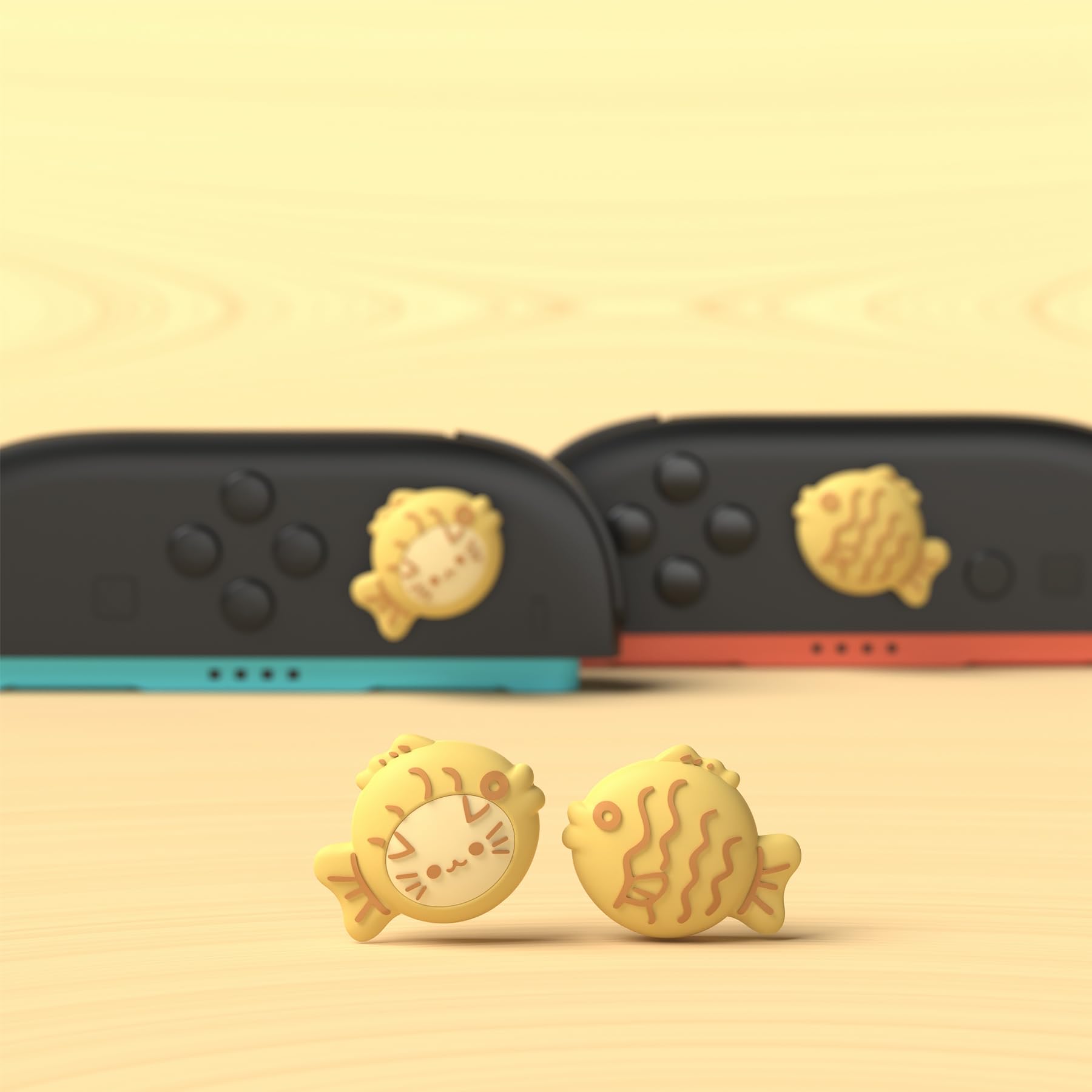 playvital Tapas para Joystick para Nintendo Switch 2 2025, 4 Piezas | Silicona Suave, Mejor Control, Antideslizante, Protección Diaria, Tacto Cómodo, Diseño Kawaii, Taiyaki Kitten