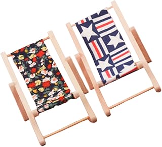 Totority 2 Pçs Casa De Boneca Cadeira De Praia Móveis De Madeira Decorações De Casa Para Casa Miniaturas Conjunto De Móveis De Casa De Bonecas De Madeira Ornamento Náutico Em Miniatura