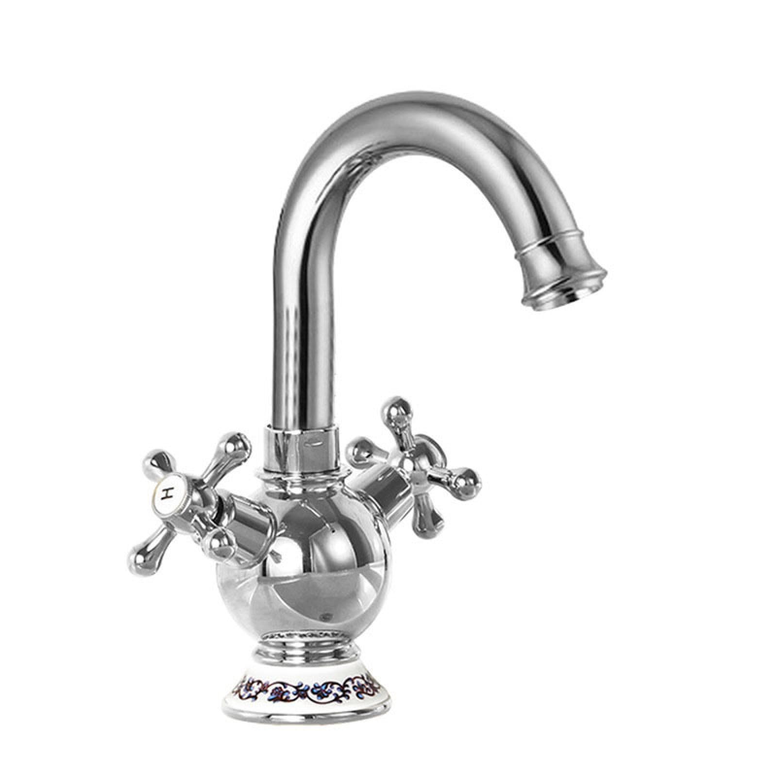Fanjubei Electroplated Short Antique-Style Double-Handle Vegetable Washing Basin Hot And Cold Water Faucet