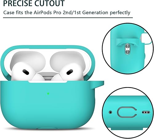 Miniatura 3 de R-fun Funda para AirPods Pro de 21 generación con kit de limpieza y 4 pares de puntas de repuesto para las orejas (XSSML), silicona protectora