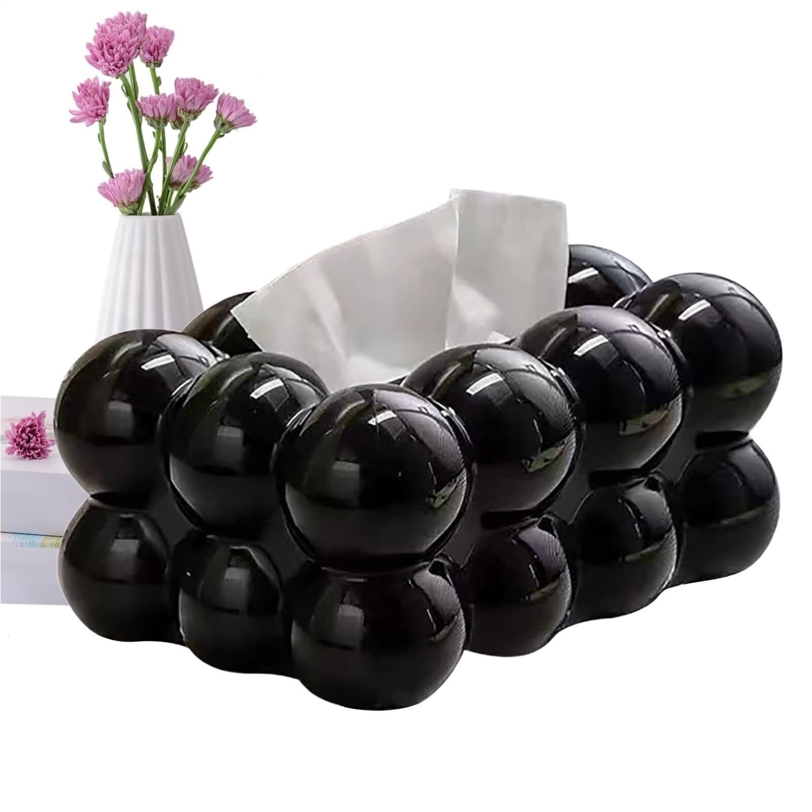 Porta fazzoletti Tovagliolo decorativo for dispenser di carta in materiale PP, porta scatola, for il bagno dell'auto Per la nuova casa(Black,Without soles)