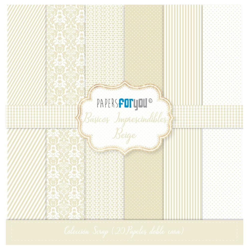 Lot 20 Feuilles Papier Double Face Beige Motifs Variés 20,3x20,3 Cm 180g/m² – Idéal Scrapbooking & DIY