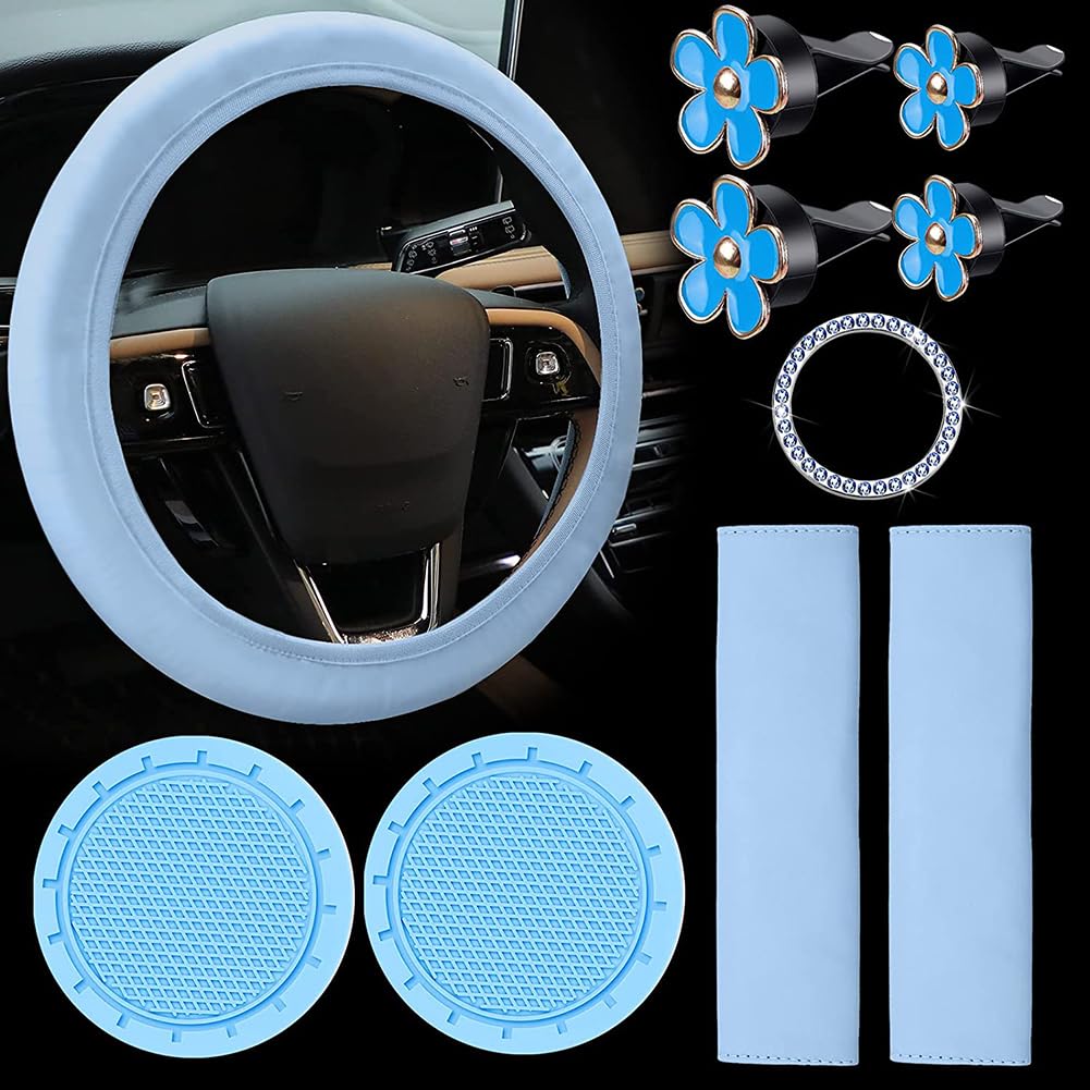 Accessories Set, 10PCS Vehicle Kit With Steering Wheel Cover Seatbelt
