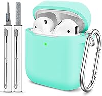 Vista 42 de Funda Protectora para AirPods 1/2, viene con kit de limpieza, funda protectora de silicona suave con hebilla, compatible con estuche de carga