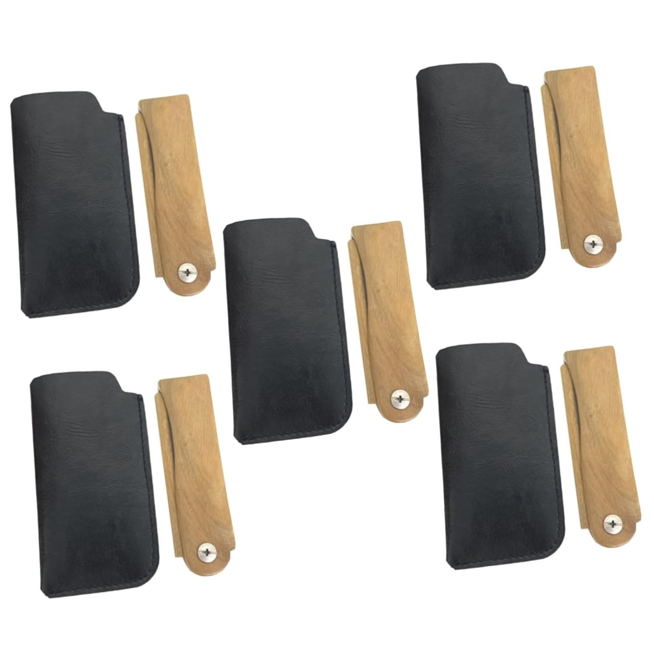 5sets Pettini Legno Pieghevoli Per Barba e Con Custodia Comodo e Leggero Per Uso Quotidiano e Viaggi