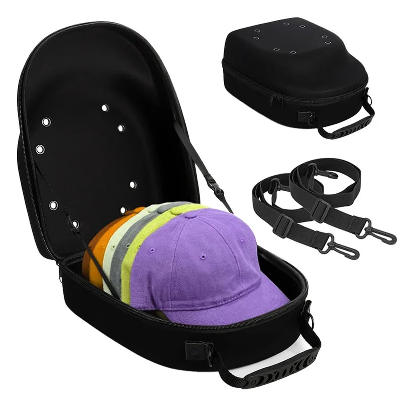 Custodia Rigida Per Berretto Borsa for cappelli for portatile | Borsa da esposizione da viaggio for berretto da baseball anti-pressione Borsa da esterno Guscio rigido nero for la casa