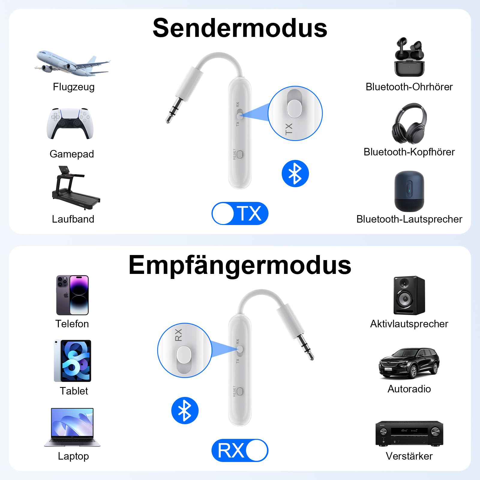 1Mii SafeFly Pro Flugzeug Bluetooth Adapter für AirPods kabellose Kopfhörer