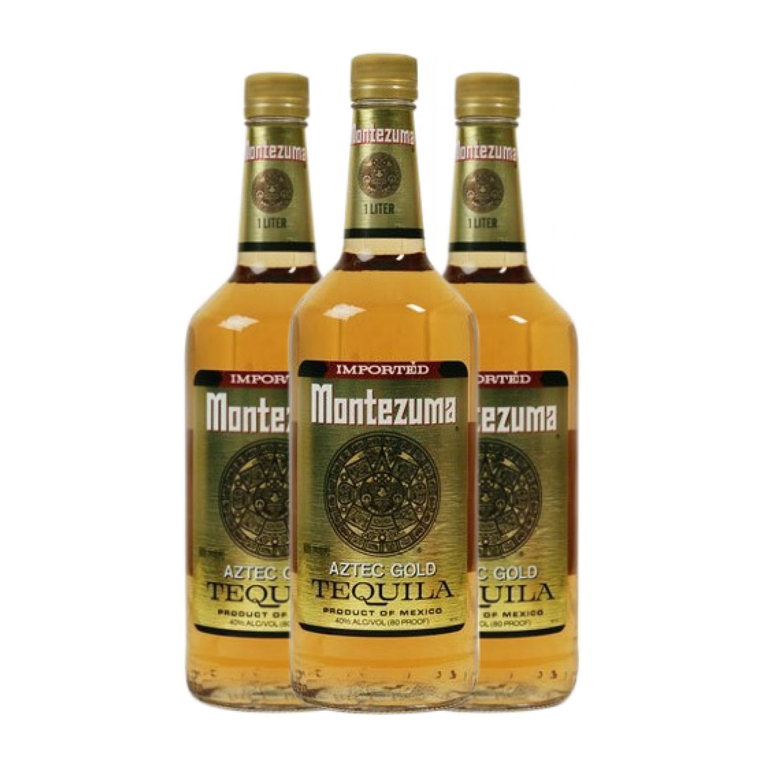 Tequila Montezuma Aztec Gold Botella Misil 1 L (Caja de 3 Botella Misil de 1 L)