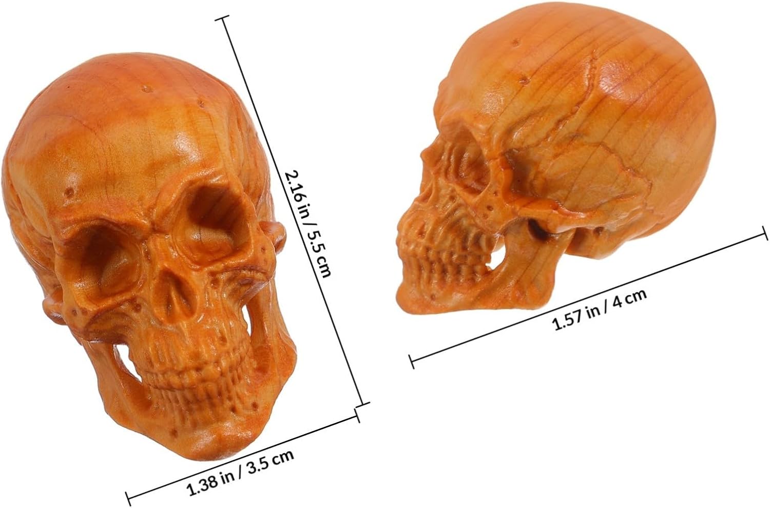 Mini Wood Skull Head Statue Decorative Office Souvenir Halloween Season image 2