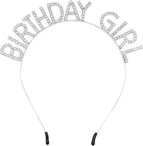 Dohia Diademas para niña de cumpleaños con diamantes de imitación, coronas de cumpleaños, tiara de cumpleaños para mujeres y niñas D1-2306-SZSRTG