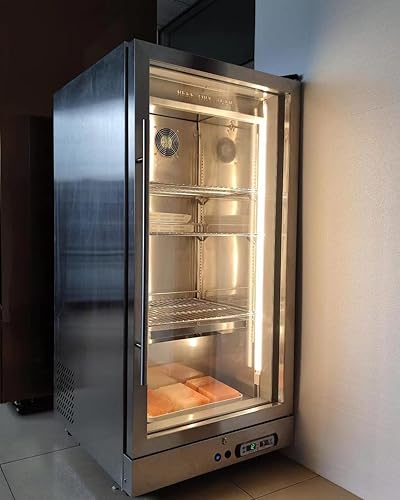 Kolice Commercial Aging Beef Showcase Freezer, Steak Aging Machine, Beef Display Showcase Freezer-268L,4 Tiers,Temperature: -5℃~ to 10℃ (23℉ to
