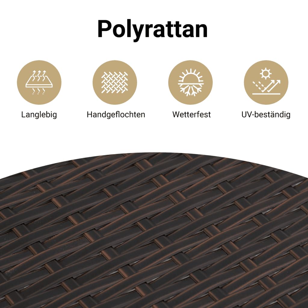 vidaXL Gartenschrank Geräteschrank mit Türen Braun Poly Rattan