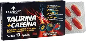 Taurina + Cafeína (10 Cápsulas) - Aprimora a resistência física na prática dos exercícios. A taurina é um aminoácido muito importante para o bom funcionamento do organismo