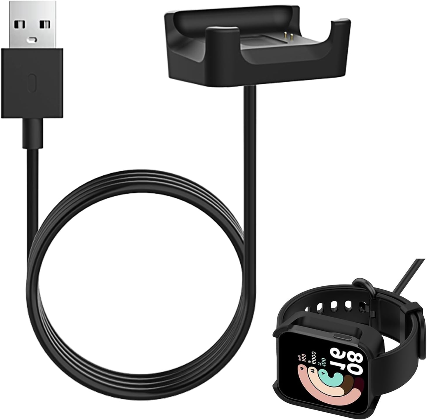 Station De Charge / Support Avec Câble USB Pour Redmi Watch 5 Active Et Watch 5 Lite - Noir