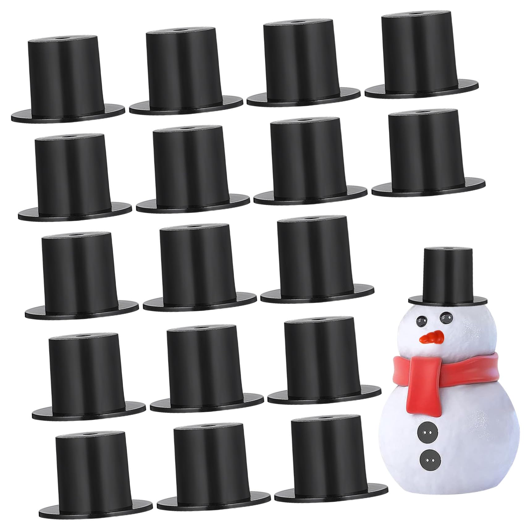 50 Mini Sombreros de Copa de Plástico Negro para Adornos y Accesorios Hechos a Mano, Diseño Encantador y Liviano para Muñecos y Osos en Fiestas Navideñas