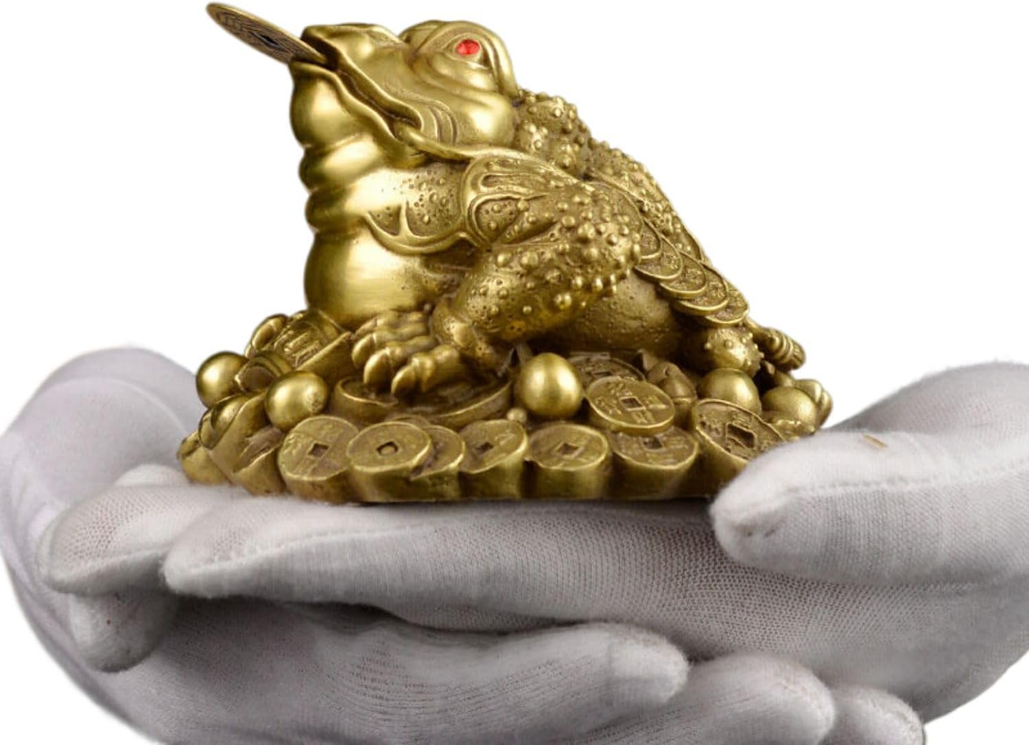 全铜 Feng Shui Figurine Lucky Money Toad Decorations 金蟾摆件 Feng Shui Figurine Home Office Decor Chinese Gifts 招财客厅家居装饰品三足 Feng Shui Figurine Lucky Money Toad Decorations 金蟾蟾蜍开业礼品 8617