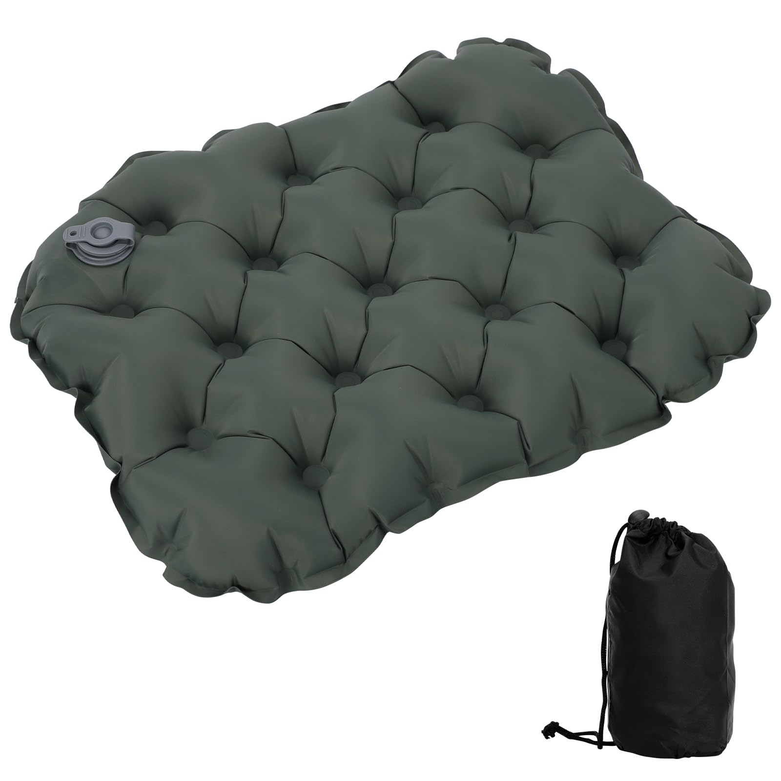 Fjquamitix Green Inflatable Seat Cushion, Lightweight Camping Air Sitting Pad, Waterproof Portable Air Cushion For Climbing Hiking Office Airplane Car Stadium Seat (Green)