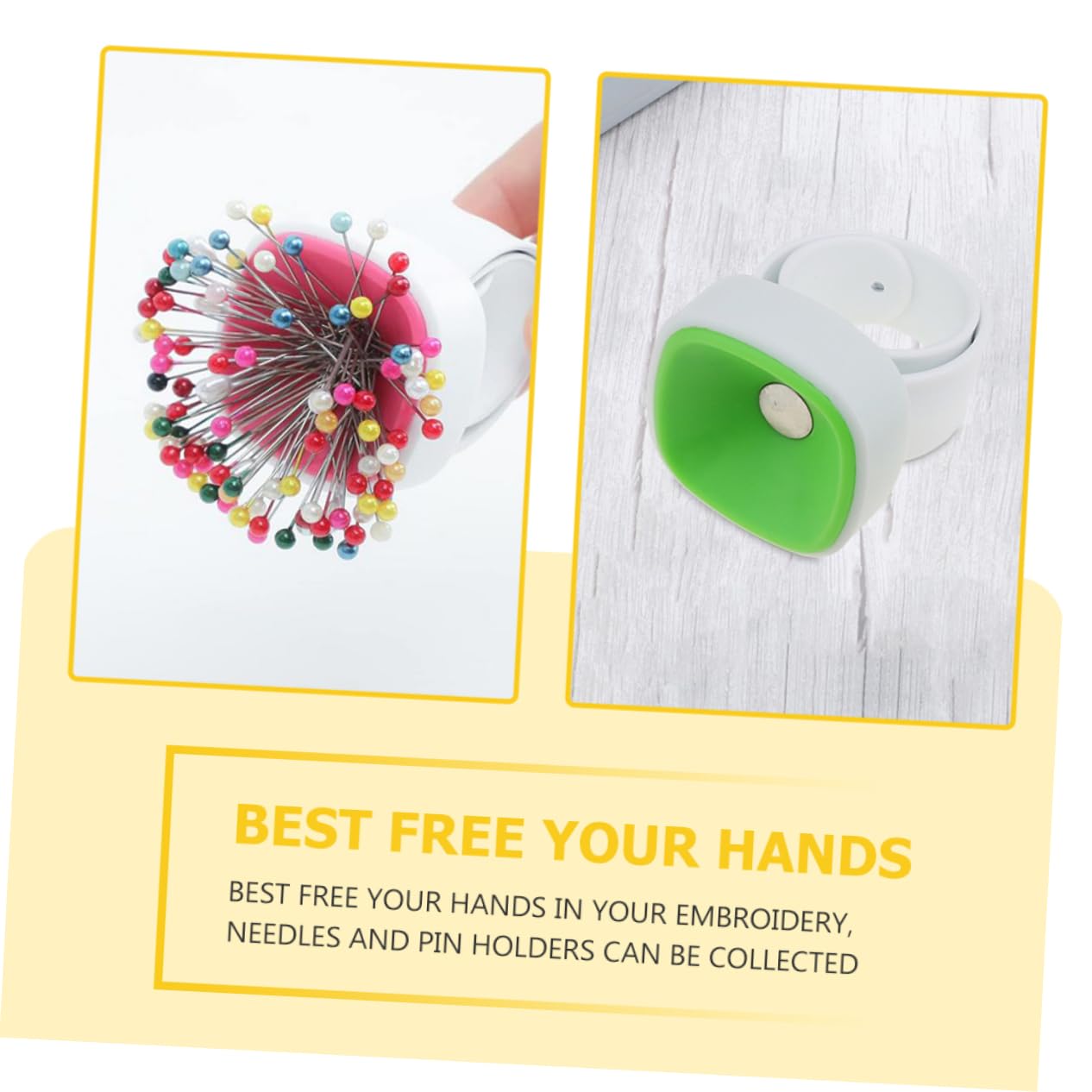 jojofuny 2 Sätze Teiliges Magnetisches Nadelkissen Für Handarbeiten Handgelenk Pin Halter Leicht Tragbar Zubehör Für Stickerei Zufälligen Farben 3 Stück * 2
