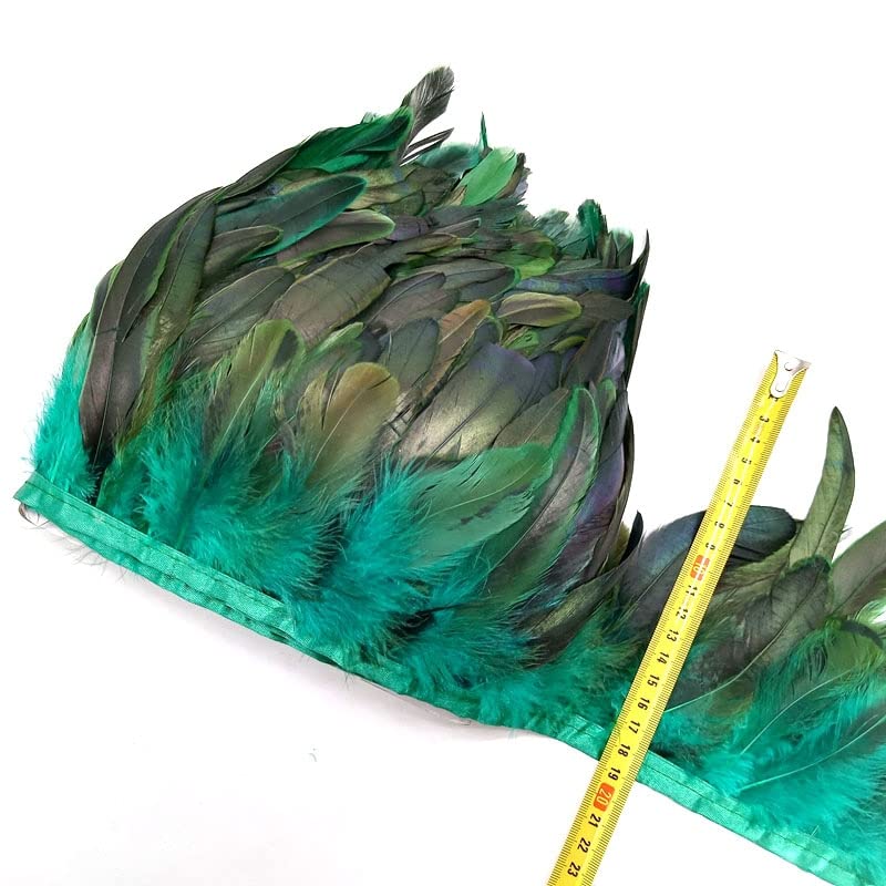 Plumes de coq frange ruban bleu 13-18cm decoration mariage artisanat DIY