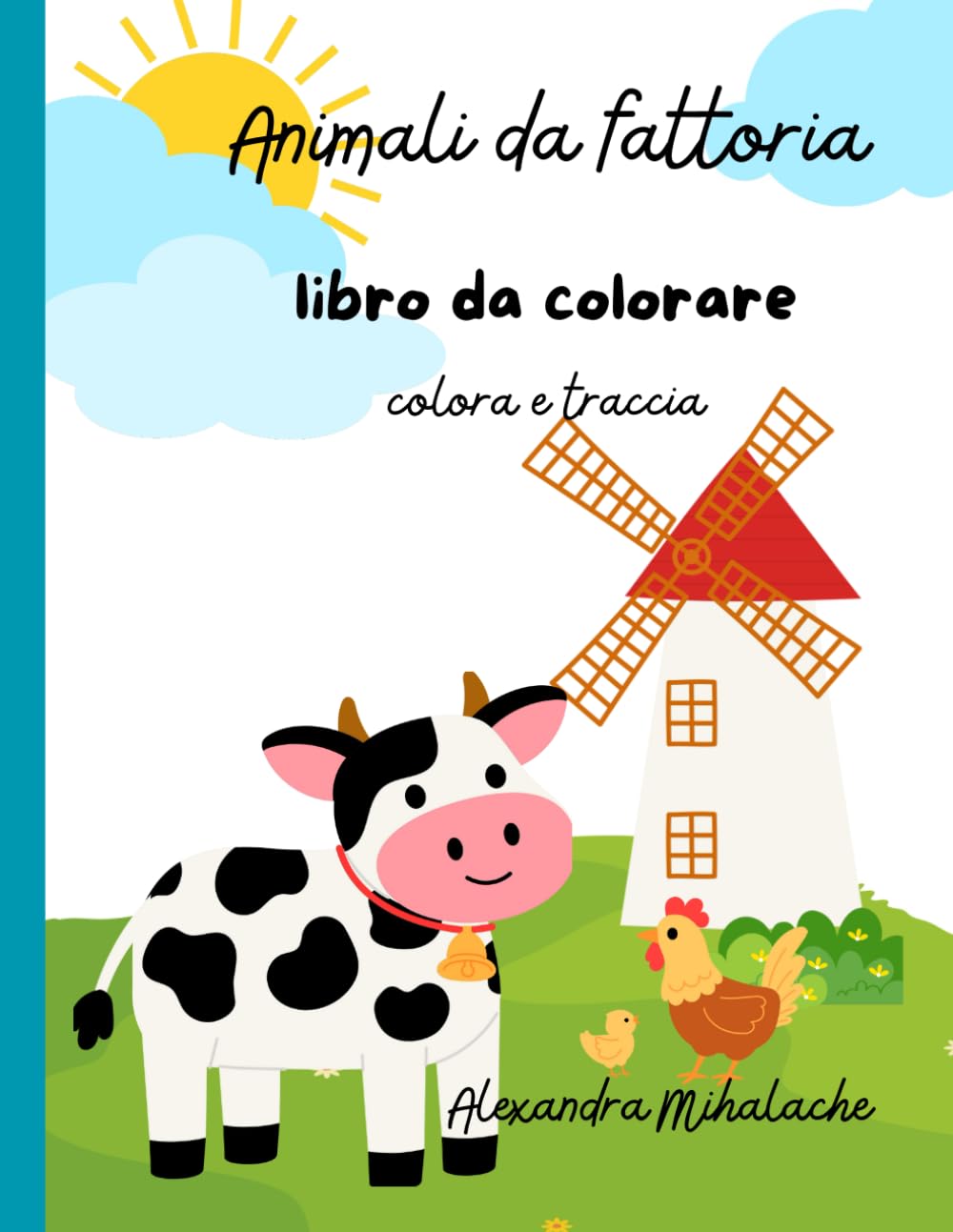Libro da colorare degli animali della fattoria: colora e traccia