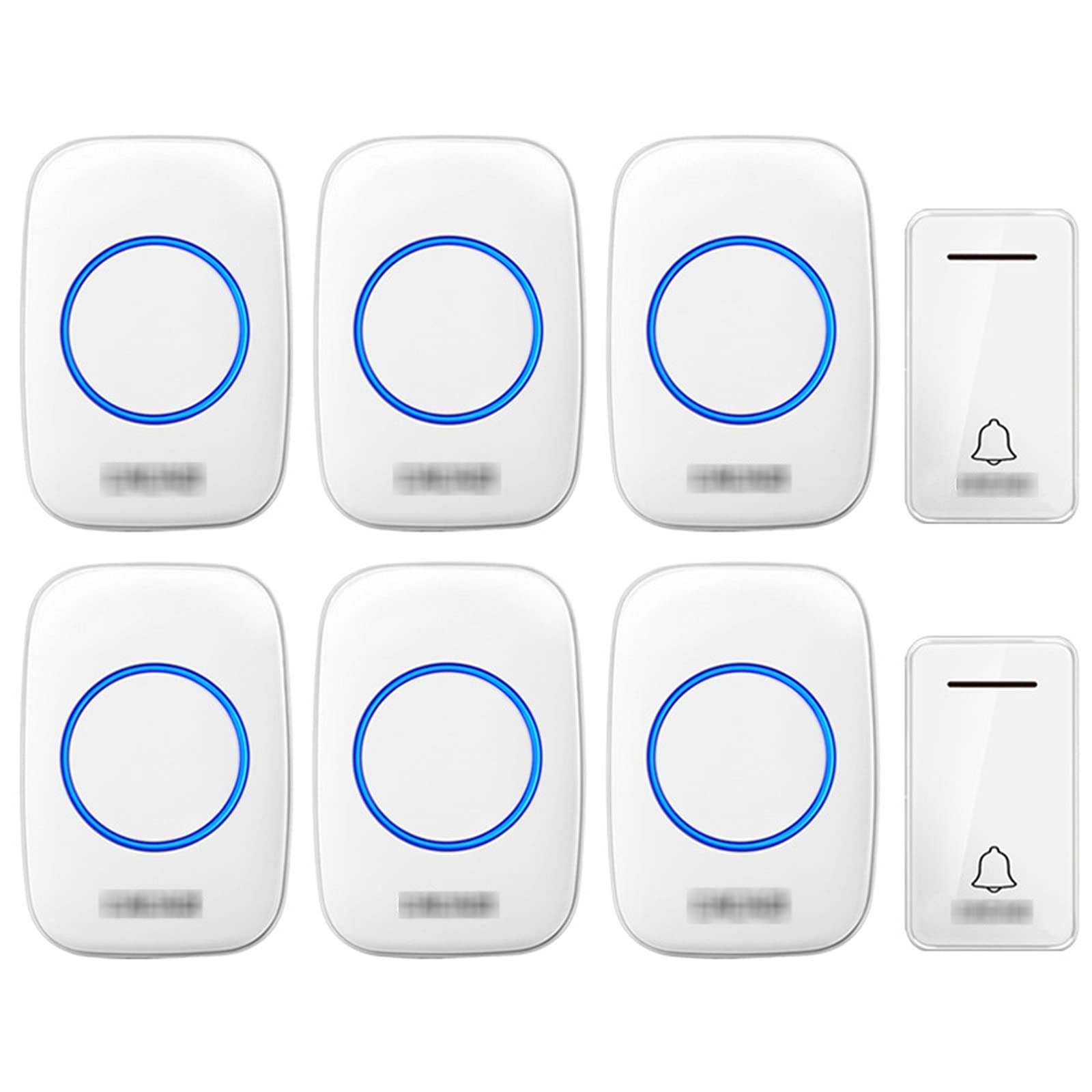 Timbre de la Puerta Timbre inalámbrico, Resistente al Agua, inalámbrico, autoalimentado, con Alcance de 200 m, Kit de Timbre eléctrico enchufable con 2 pulsadores y 6 receptores.(White)