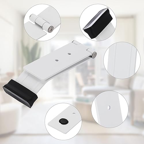 Miniatura 5 de Sumnacon Tope de puerta resistente blanco para la parte inferior de la puerta, tope de puerta de metal con adhesivo y tornillos, elegante tope de