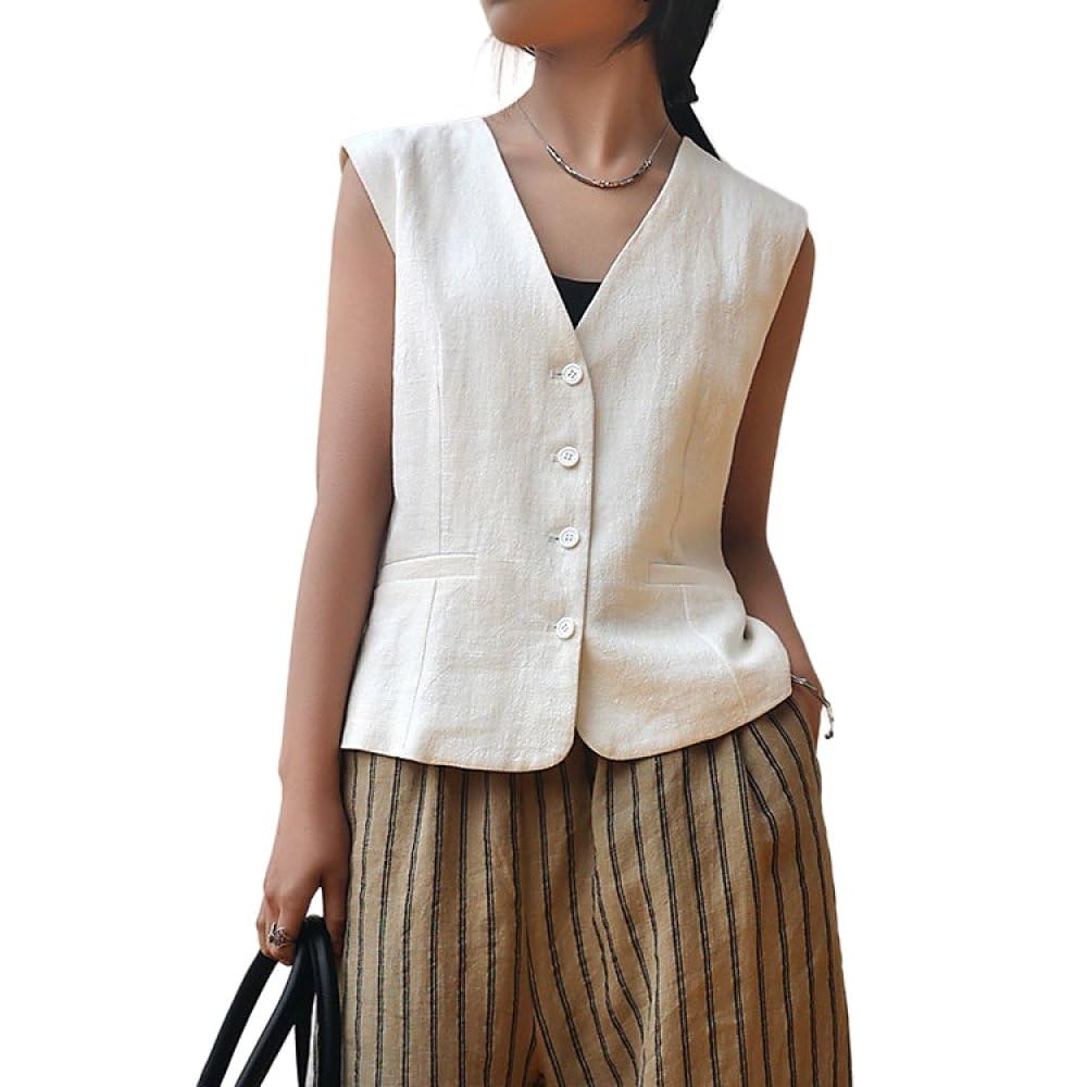 Gilet Sans Manches Femme - Blazer élégant Ajusté - Pour Bureau, Soirée, Quotidien - En Polyester Doux