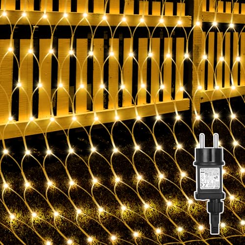 Lichternetz Außen 3,5 x 1,5 m, 360 LED Lichterkette Außen Netz...