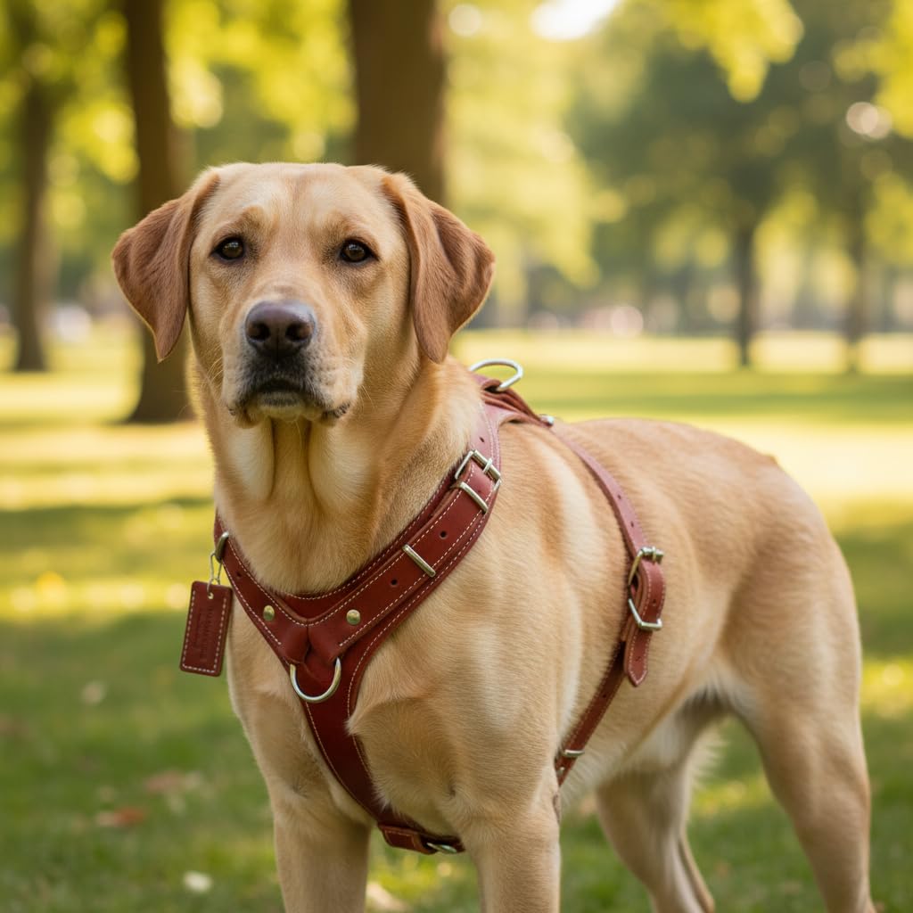 JACK AND VANILLA, Arnés de Piel Resistente Rojo para Perro, Ajustable de 65 a 90 cm, Ancho 25 mm, diseño Elegante y Seguridad óptima para Tus Paseos, Modelo de Piel