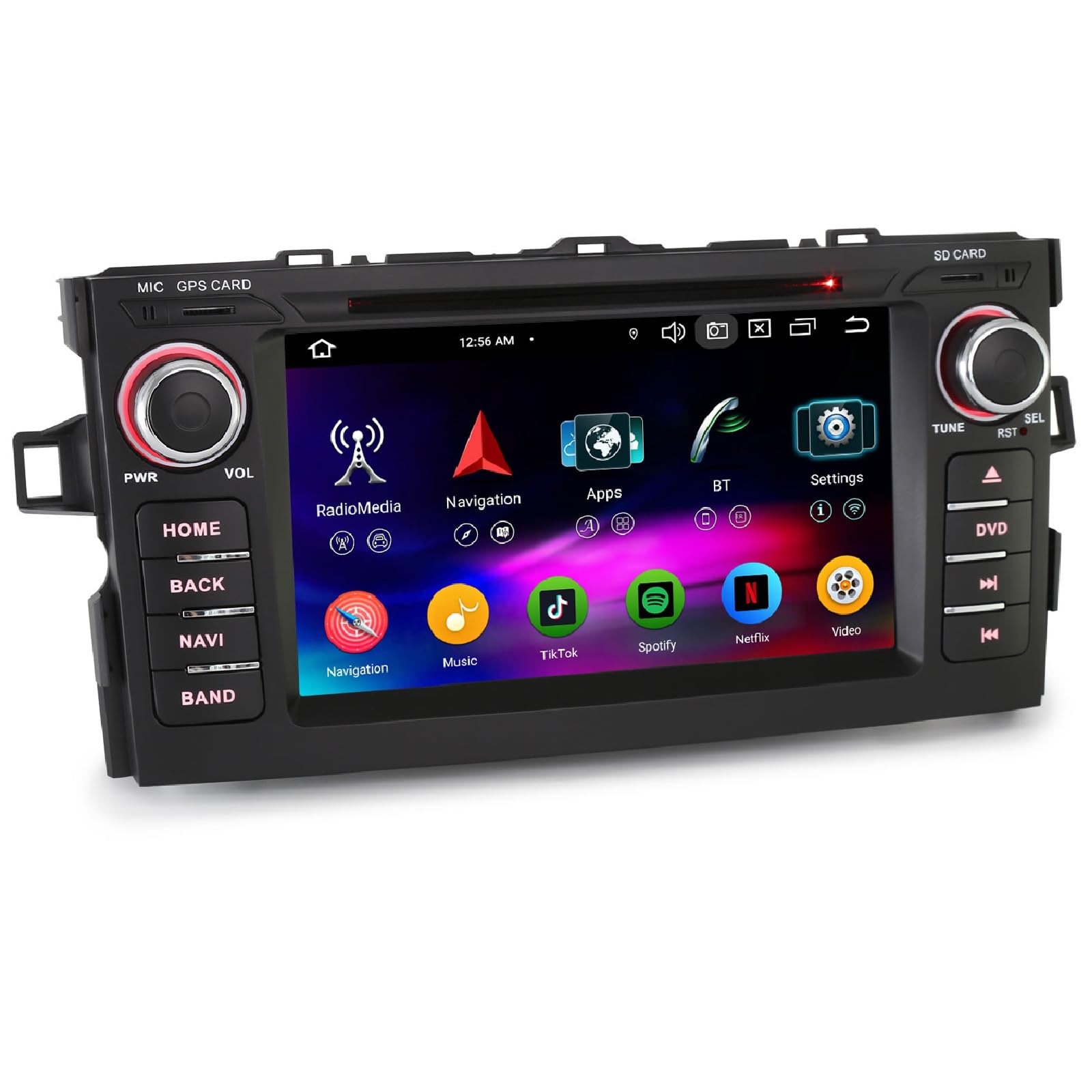 Acht Kern Android 16 GPS Autoradio Bluetooth 5.0 Für Toyota AURIS 2007-2012 mit Navigation 4GB+64GB Unterstützt CarPlay Android Auto CD DSP WiFi 4G USB Canbus SWC DAB+ OBD2 TPMS 7 Zoll IPS Touchscreen