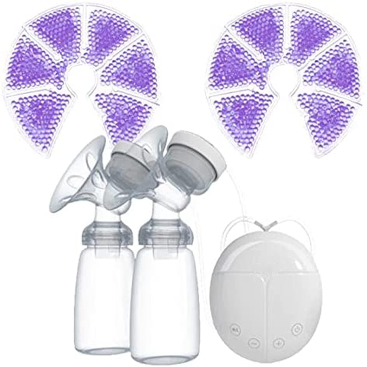 Beauenty Double Electric Breast Pump With Milk Bottle Convenient USB PP BPA free Powerful Breast Pumps Baby Breast Feeding (B)