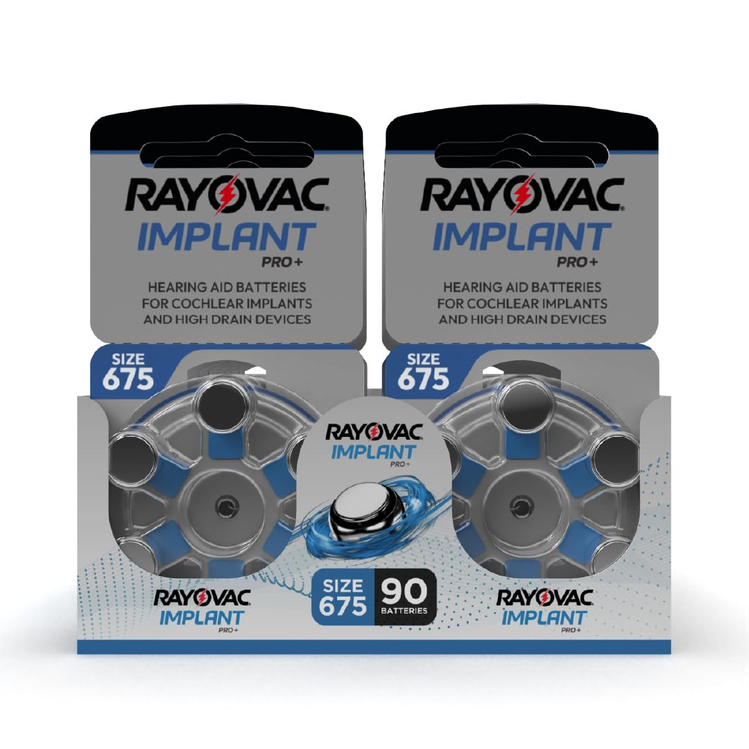Pilas Rayovac Implant Pro+ 675I para implantes cocleares, tecnología Zinc-Aire, Larga duración, sin Mercurio ni cadmio (90 Pilas para implantes cocleares Rayovac)