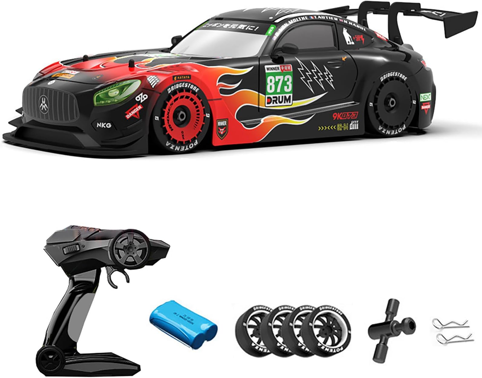 GoolRC Remote Control Drift Car Drift RC Cars 1/16 Remote Control Car 2.4GHz 4WD Remote Control Race Car Kids Gift For Children Boys Girls Tires Replaceable With LED Light, Black