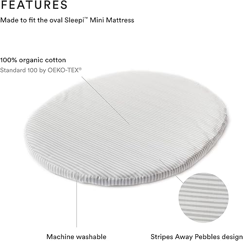 Miniatura 2 de Stokke Sleepi - Sábana bajera ajustable pequeña de Pehr, rayas lejos guijarros, sábanas suaves para Stokke Sleepi Mini, disponible en patrones