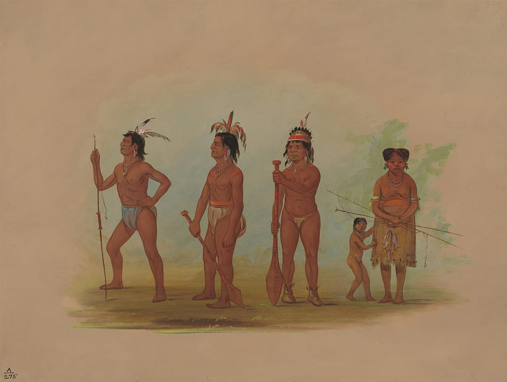 ARTXLXXBN Famous Prints Artwork Pictures Poster Painting Art Klatsop Indians by George Catlin Artwork Landscape Pictures for Home Decor 60x90cm