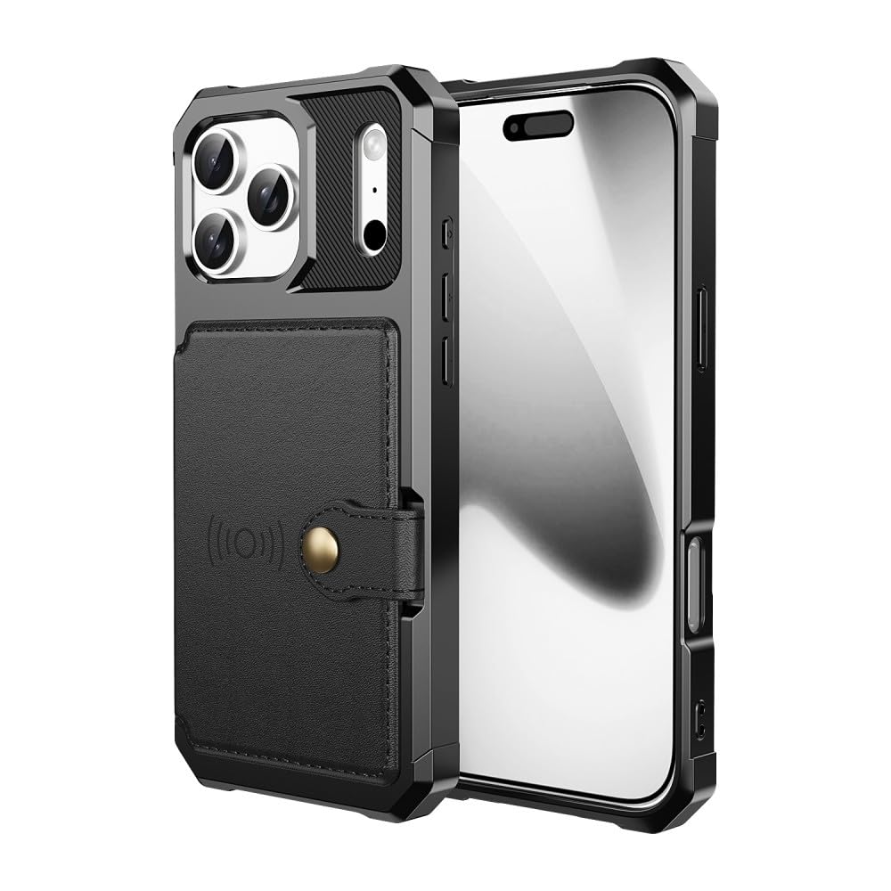 Generic Funda compatible con iPhone 15 (color: oro rosa), cartera lateral de piel, parte trasera dura de silicona dura