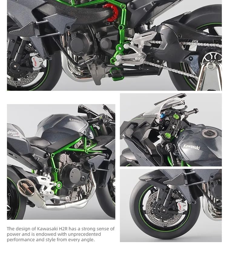 Image of FEXXA Police Motorcycle Toy - Pull Back Motorcycle Toys, Tiny Gift with Music Lighting, Latte Motorcycles Toy for Kids Boys Age 3-8 Year Old [Multicolor] (KA-WASAKI Ninja H2R)