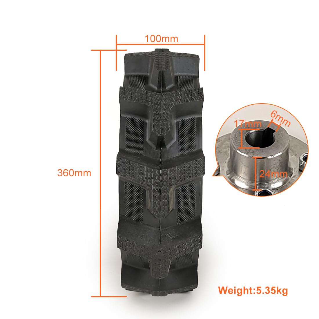 Neumático sólido de agricultura de 14 pulgadas, rueda de agujero de eje de 17 mm para bricolaje motor de cepillo eléctrico cortacésped carrito carrito